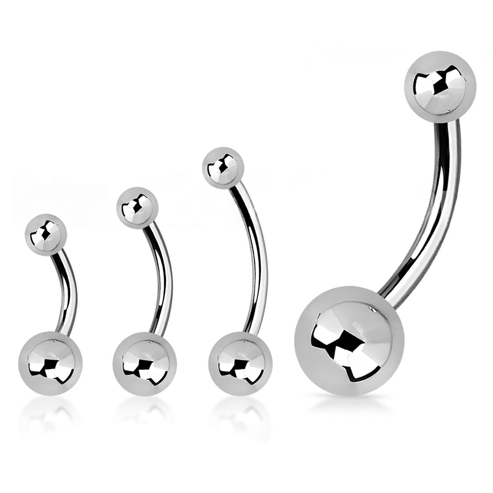 Titanium curved belly barbell with ball ends