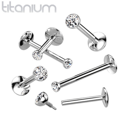 Titanium 16 to 18 Gauge Labret Stud with CZ Convex Base Bezel - photo 2