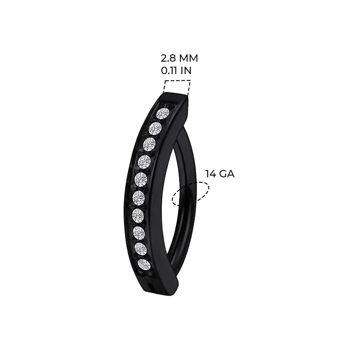 Titanium Black Belly Ring Hinged Hoop Clicker 14 Gauge Gems - Pair - Kruelty - Photo 5
