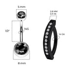 Titanium Black Belly Ring Hinged Hoop Clicker 14 Gauge Gems - Pair - Kruelty - Photo 7