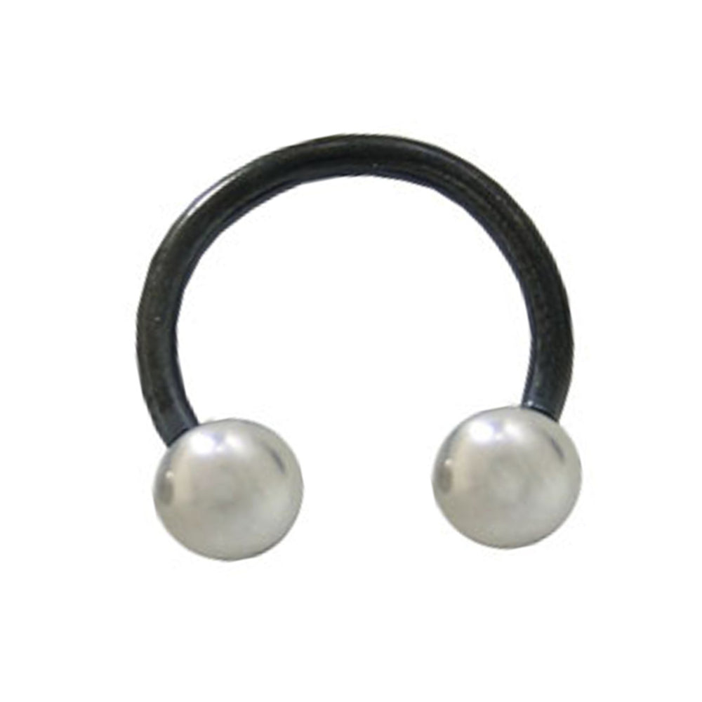 Titanium 14 Gauge Black Horseshoe Barbell with Silver Ball End