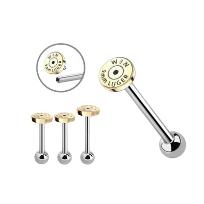 Titanium 14 Gauge Tongue Barbell Rings with Bullet End