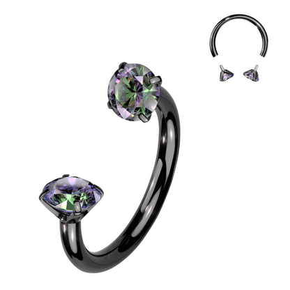 Titanium Horseshoe Barbell 16 Gauge 8mm with Prong CZ - 4 Colors - photo 7