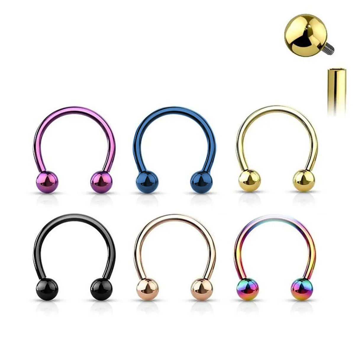 Titanium 16 Gauge Horseshoe Septum Barbell with 3mm Ball
