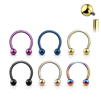 Titanium 16 Gauge Horseshoe Septum Barbell with 3mm Ball