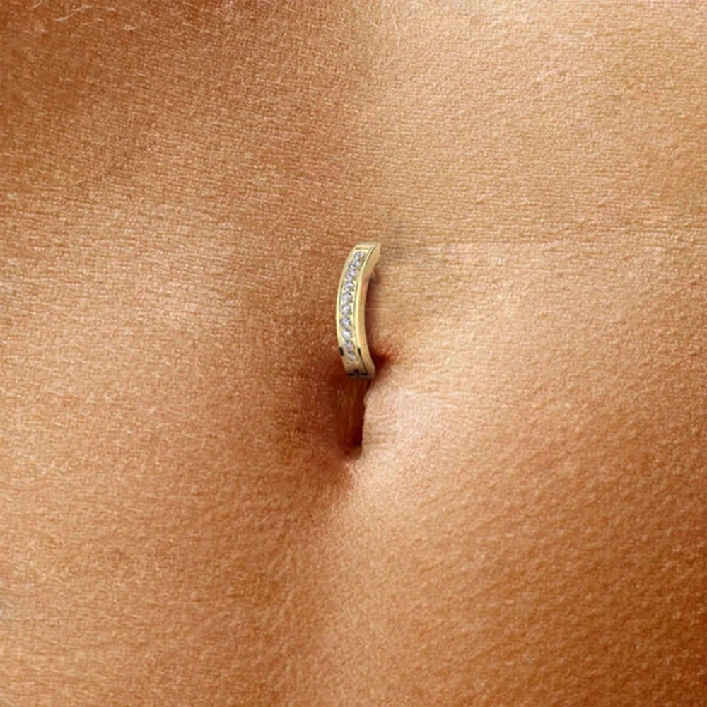 Titanium 14 Gauge CNC Set CZ Hinged Belly Button Ring