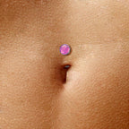 Titanium 14 Gauge Opal Floating Belly Button Ring Convex Base 8mm