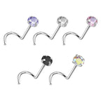 Titanium Press Fit CZ Corkscrew Nose Screw Stud