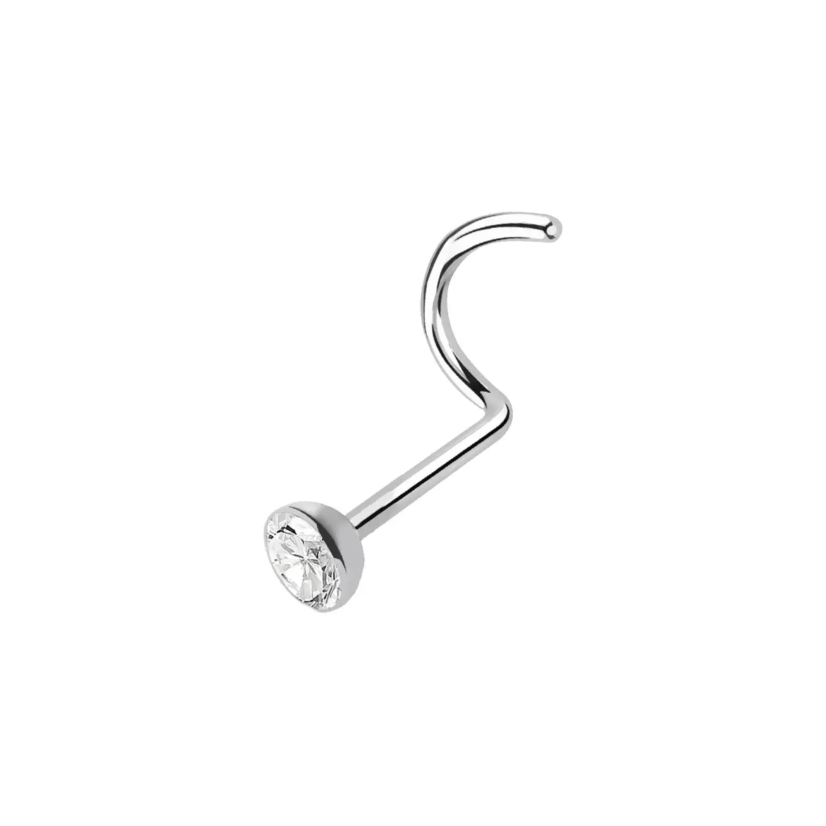 Titanium Corkscrew Nose Ring 18 & 20 Gauge 6mm with CZ - photo 12