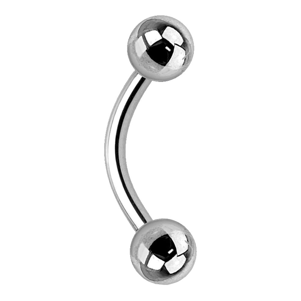 Titanium 14 Gauge Curved Barbell with 4mm or 5mm Ball - 7/16 Inch