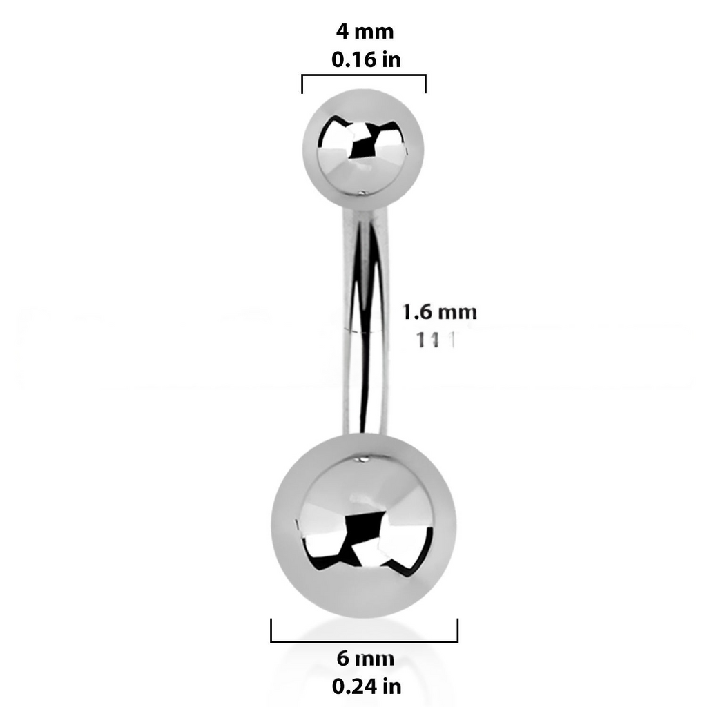 Titanium curved belly barbell with ball ends