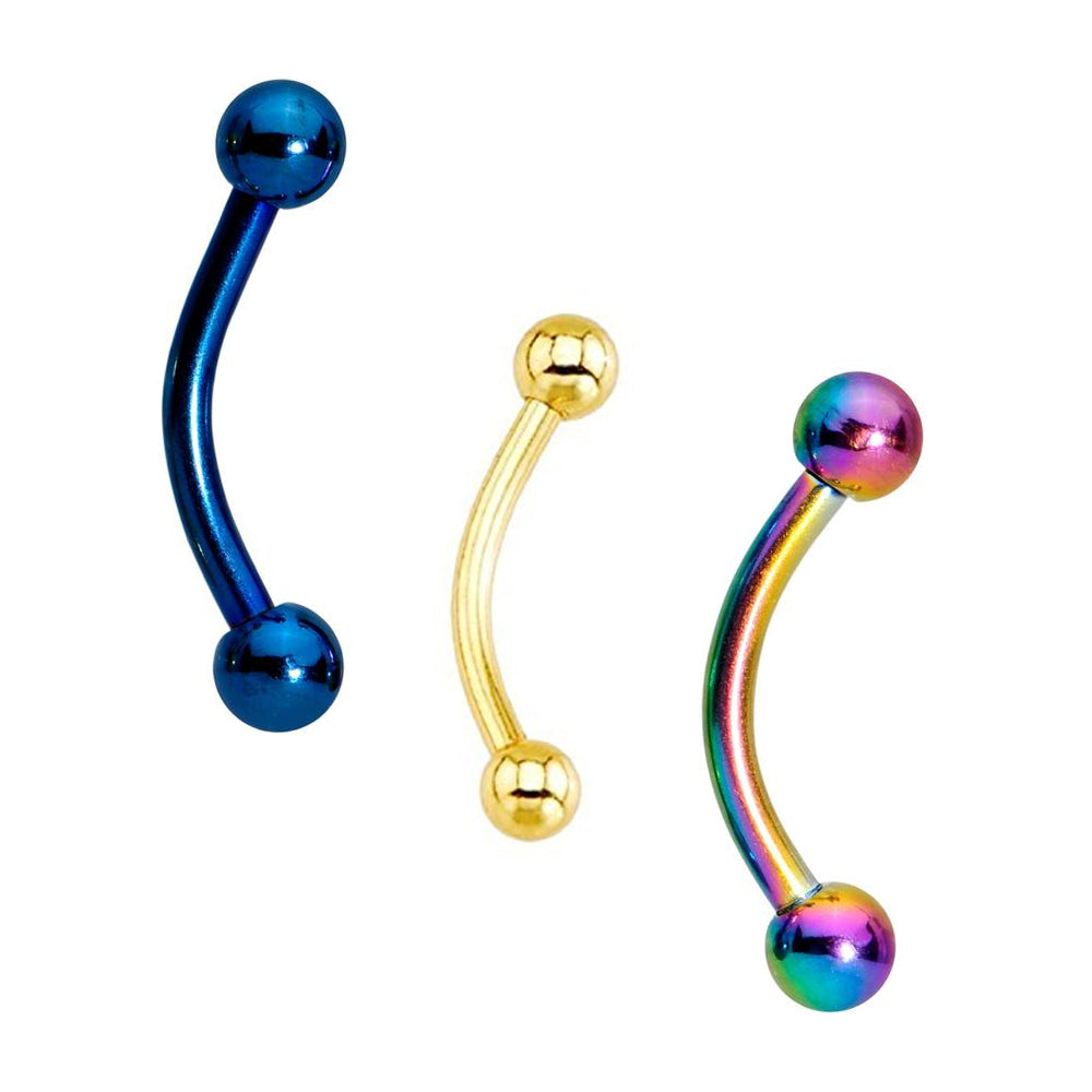 Titanium 16 Gauge Curved Rook Barbell with Ball Beads