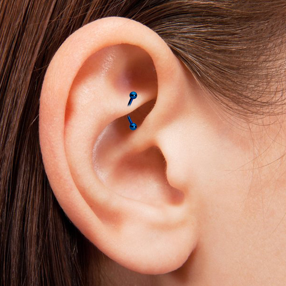 Titanium 16 Gauge Curved Rook Barbell with Ball Beads - photo 2