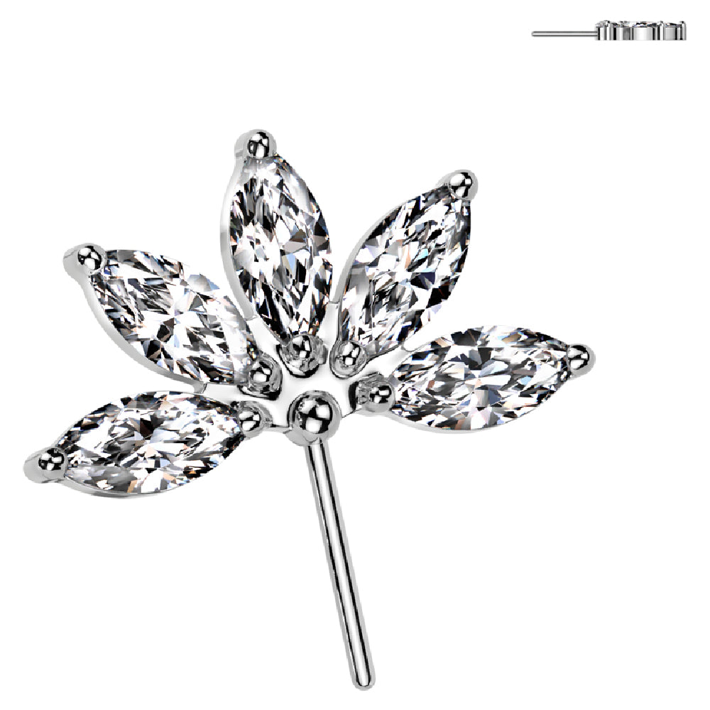 Titanium Push In Threadless Marquise Fan CZ Top - photo 4