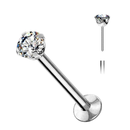 Titanium 20 Gauge Flat Back Labret Stud with CZ End - photo 4