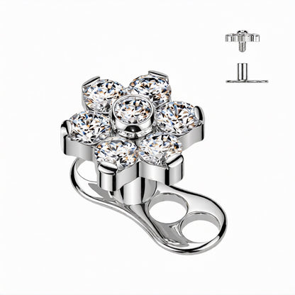 Titanium Dermal Anchor Base with CZ Flower Top