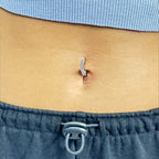Titanium 14 Gauge CZ Hinged & Curved Belly Button Rings - Pair