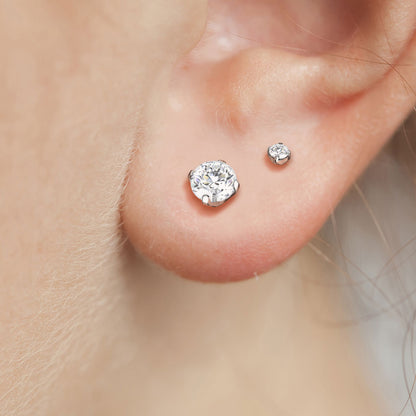 Titanium Prong Set Clear CZ Stud Earrings 20G 2mm to 7mm - Pair - photo 2