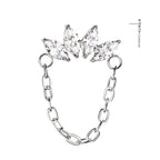 Titanium Push In Threadless CZ Linked Marquise Chain Top