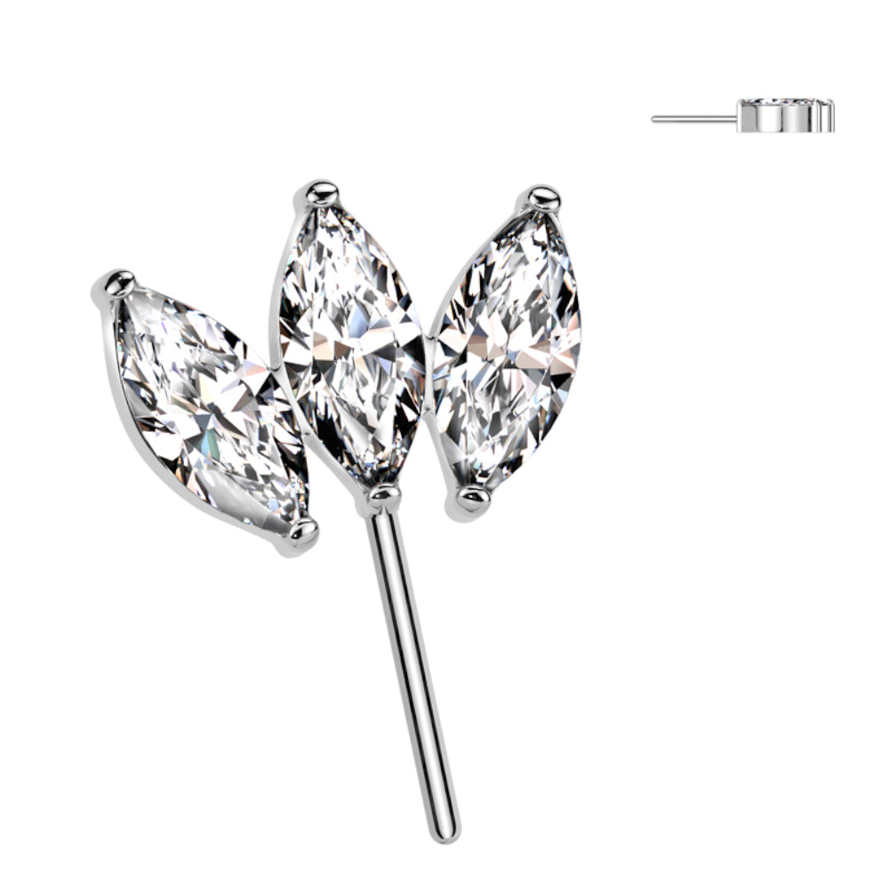 Titanium Push In Threadless Marquise Flower CZ Top 6.8mm - photo 4