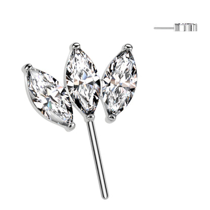 Titanium Push In Threadless Marquise Flower CZ Top 6.8mm - photo 4