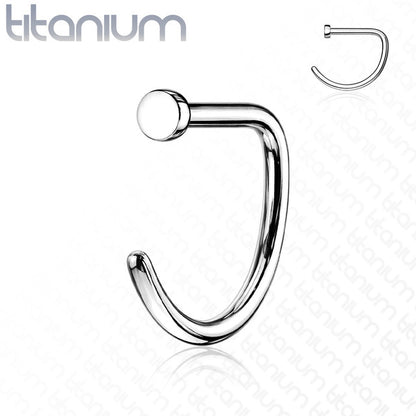Titanium 20 to 18 Gauge Flat Back Nose Ring with D Shape - photo 8