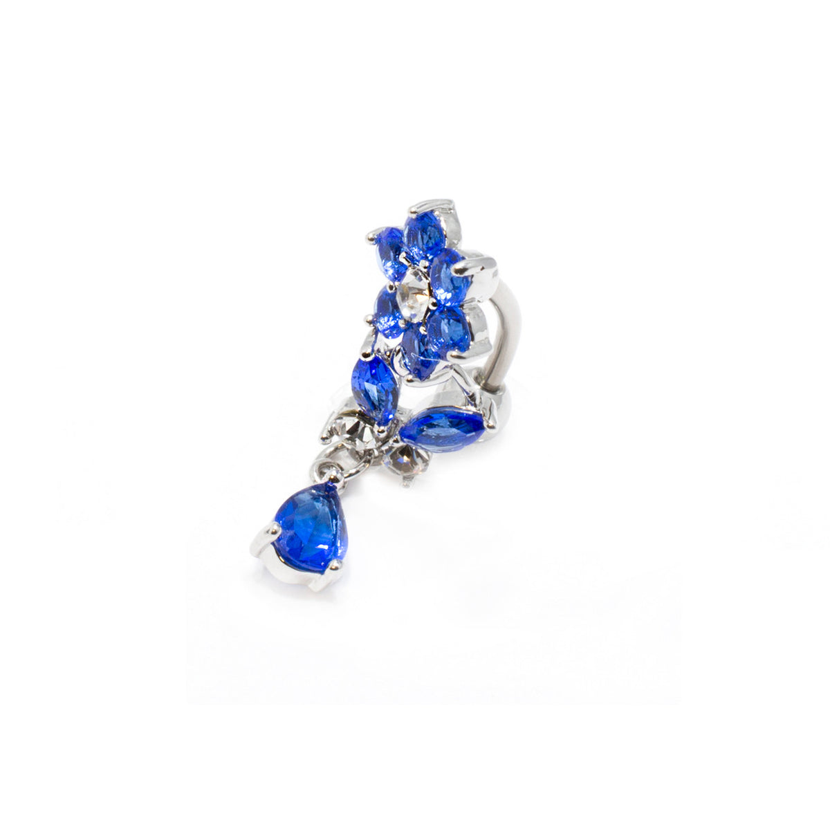Titanium 14 Gauge Belly Button Ring with CZ Flower Butterfly Dangle