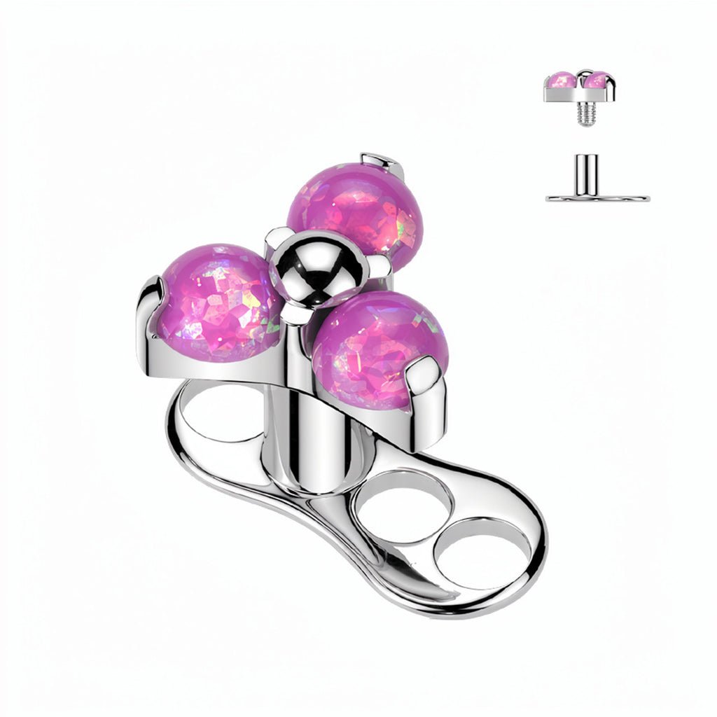 Titanium Dermal Anchor Top with CZ Flower and Opal Gems - photo 4