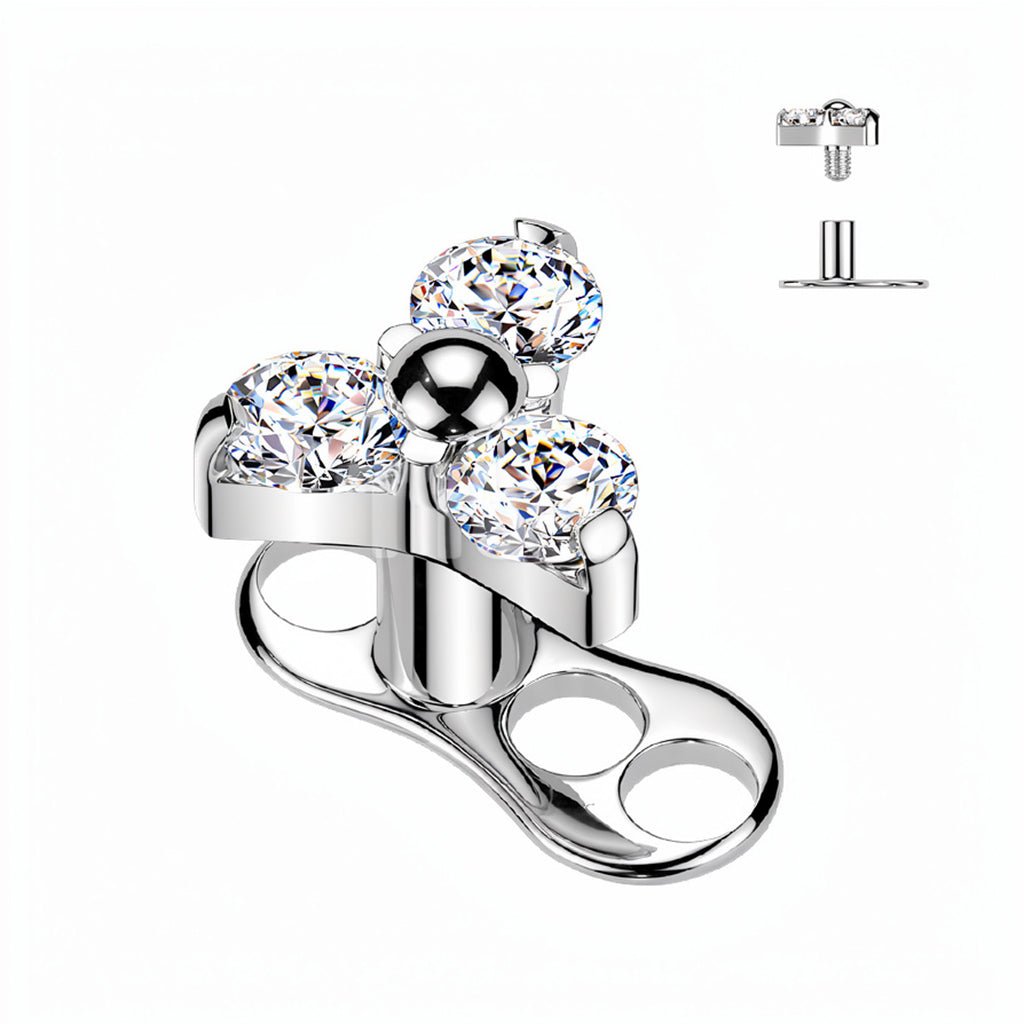 Titanium Dermal Anchor Top with CZ Flower and Opal Gems - photo 8