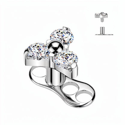 Titanium Dermal Anchor Top with CZ Flower and Opal Gems - photo 8