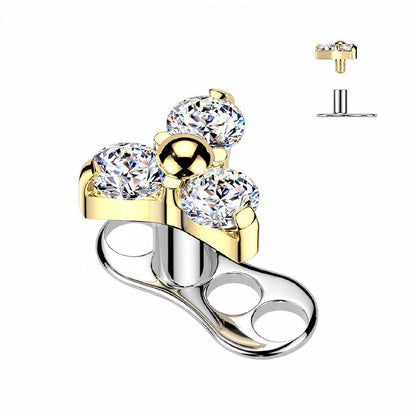Titanium Dermal Anchor Top with CZ Flower and Opal Gems - photo 7