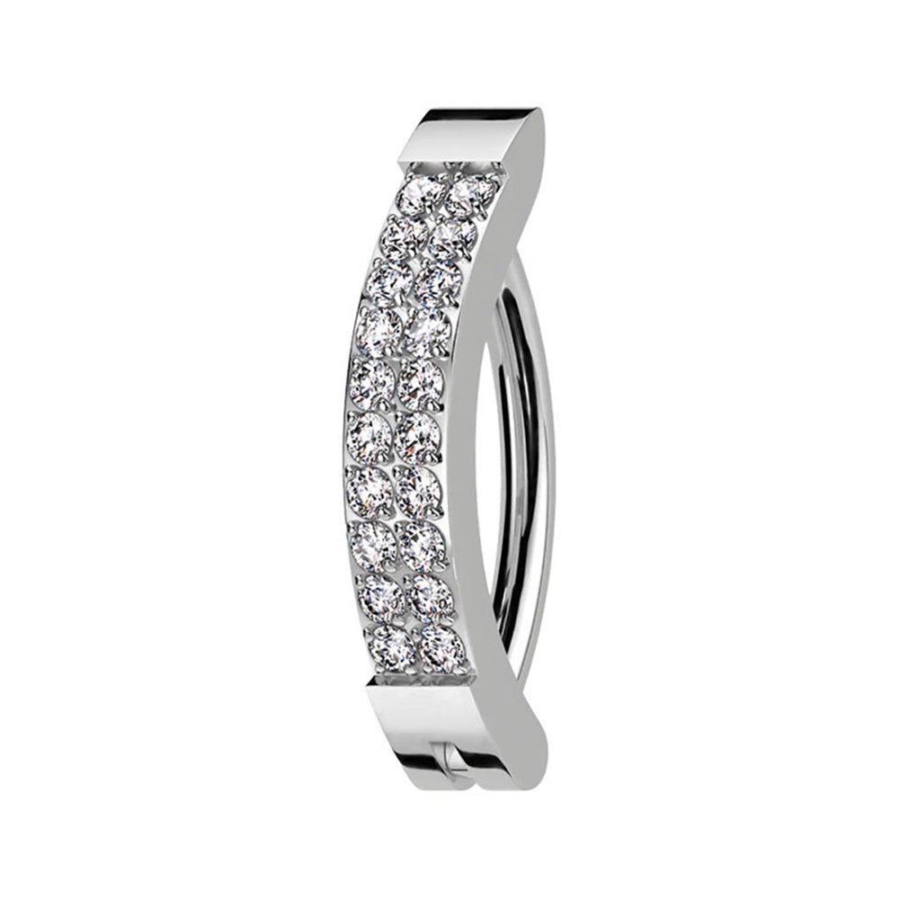 Titanium Hinged Belly Ring 14G 10mm with CZ Row - 3 Colors - photo 5