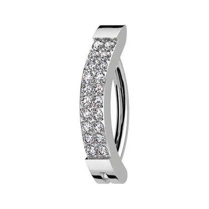 Titanium Hinged Belly Ring 14G 10mm with CZ Row - 3 Colors - photo 5