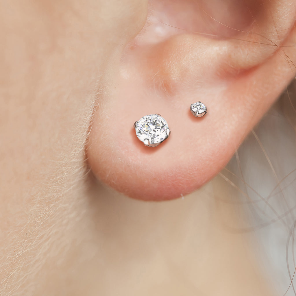 Titanium Prong Set CZ Stud Earrings 20G 2mm to 4mm - Pair - photo 2