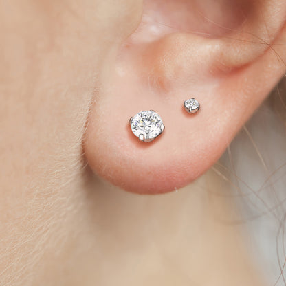 Titanium Prong Set CZ Stud Earrings 20G 2mm to 4mm - Pair - photo 2