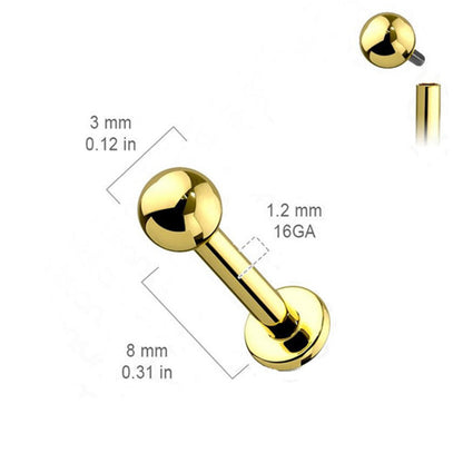 Titanium 16 Gauge Flat Back Labret Stud with 3mm Ball - photo 2