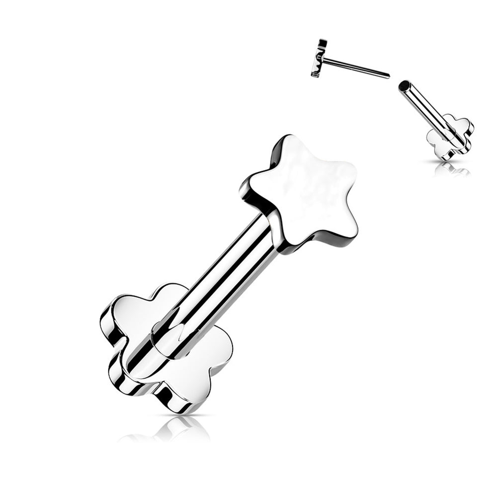 Titanium 16 Gauge Flat Star Flat Back Labret Stud
