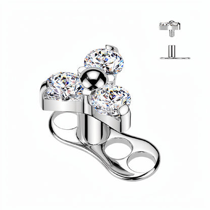 Titanium Dermal Anchor Tops with CZ Flower Opal Gems Base
