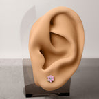 Titanium 20 Gauge CZ Flower End Earring Studs - Pair