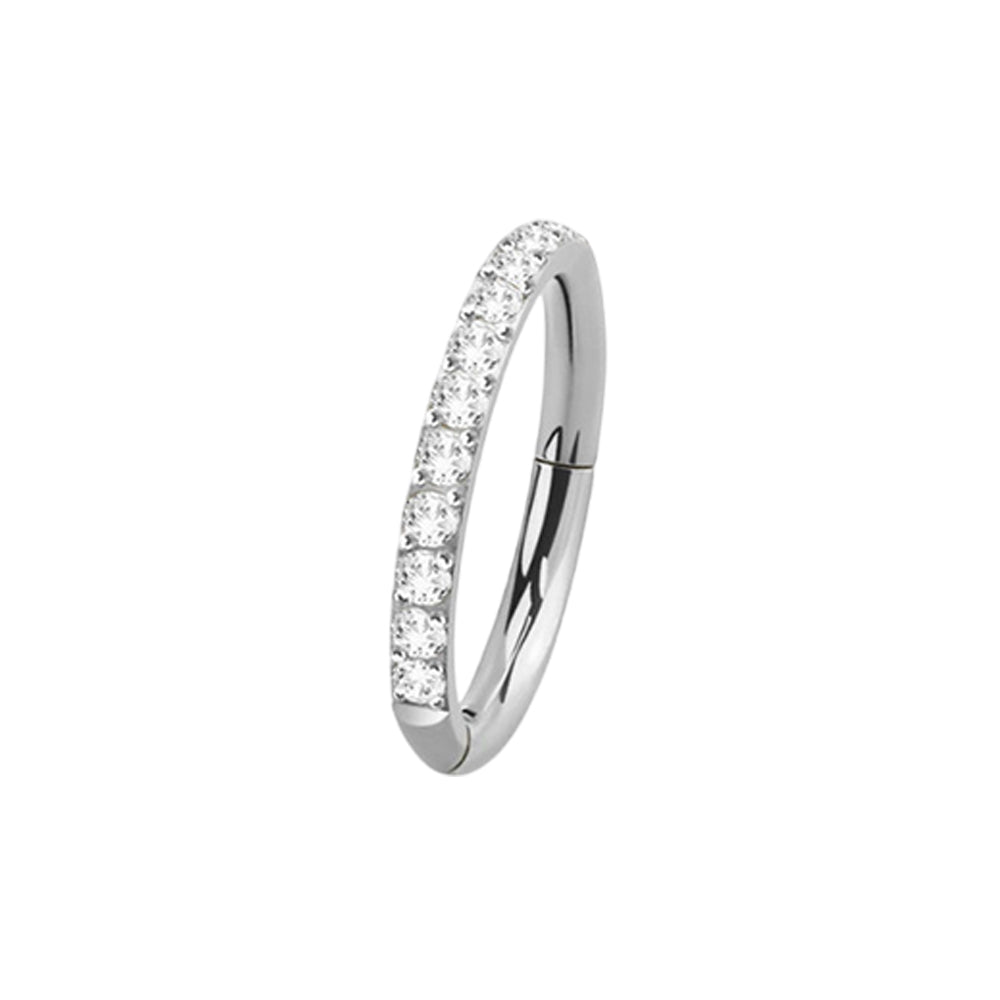Titanium 16 Gauge Hinged Hoop Ring Segment with Forward Facing CZ