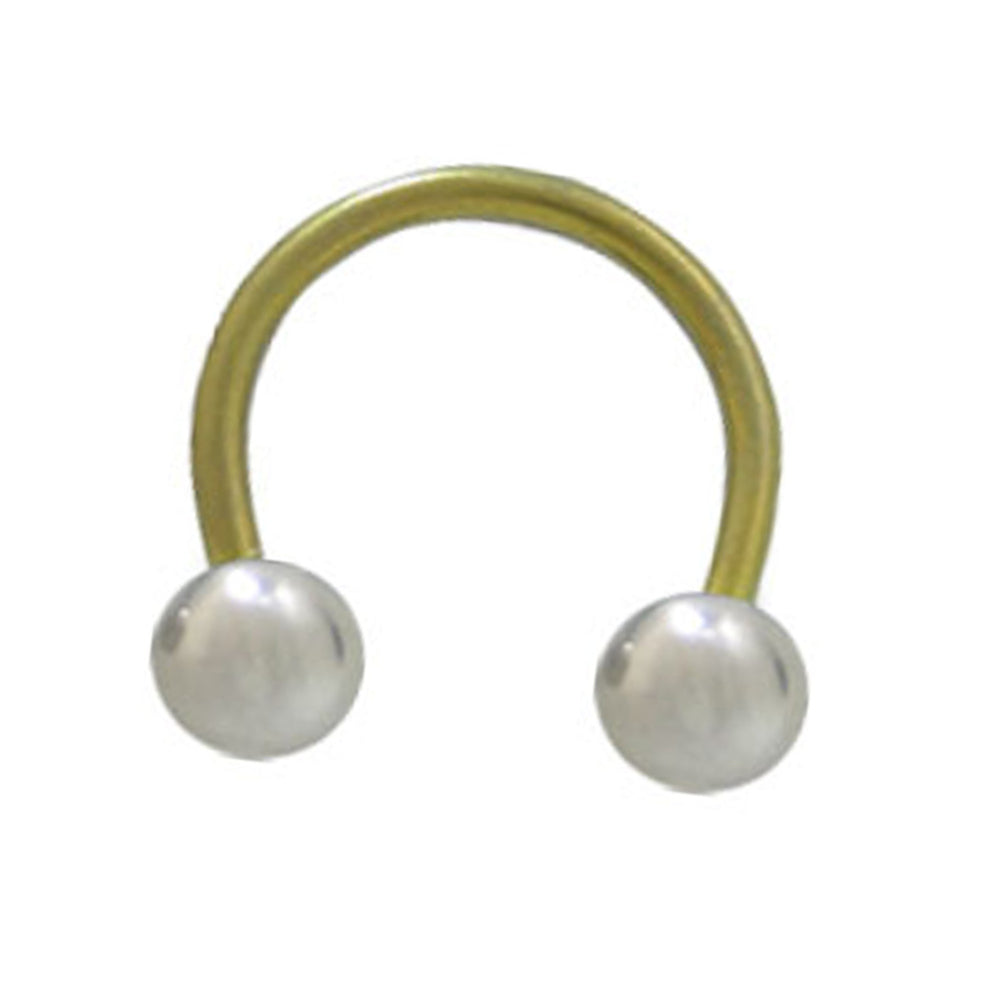 Titanium 14 Gauge Gold Horseshoe Barbell with Silver Ball End