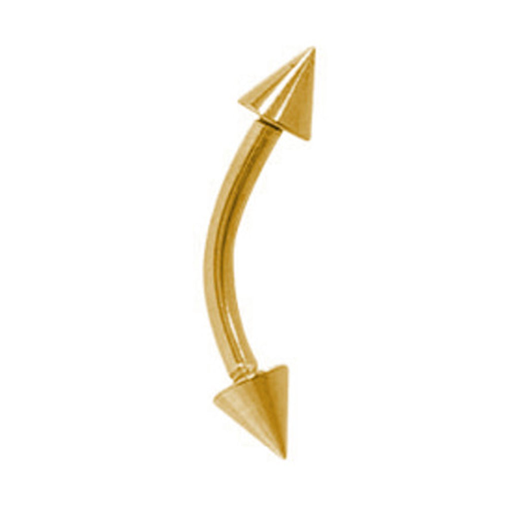 Titanium 16 Gauge Curved Eyebrow Barbell with Gold Spike