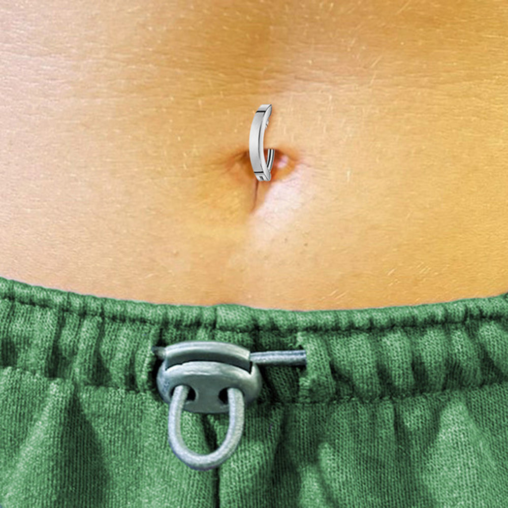 Titanium 14G CZ Hinged & Curved Belly Button Rings - Pair - Style 2