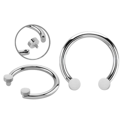 Titanium Horseshoe Circular Barbell 14G 10mm & 12mm with Flat Balls - photo 4