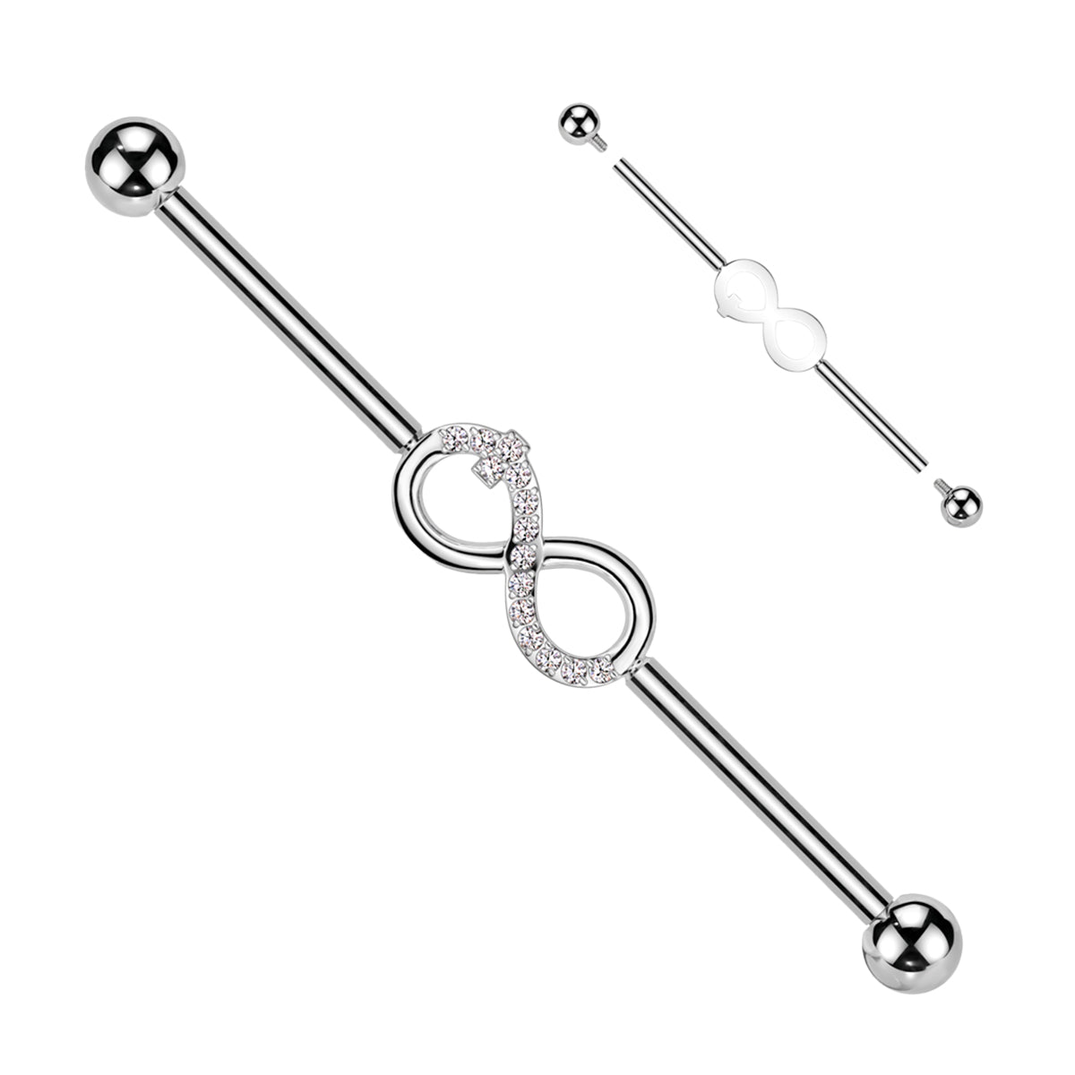 Titanium Industrial Barbell 14G 38mm with Infinity CZ - photo 5