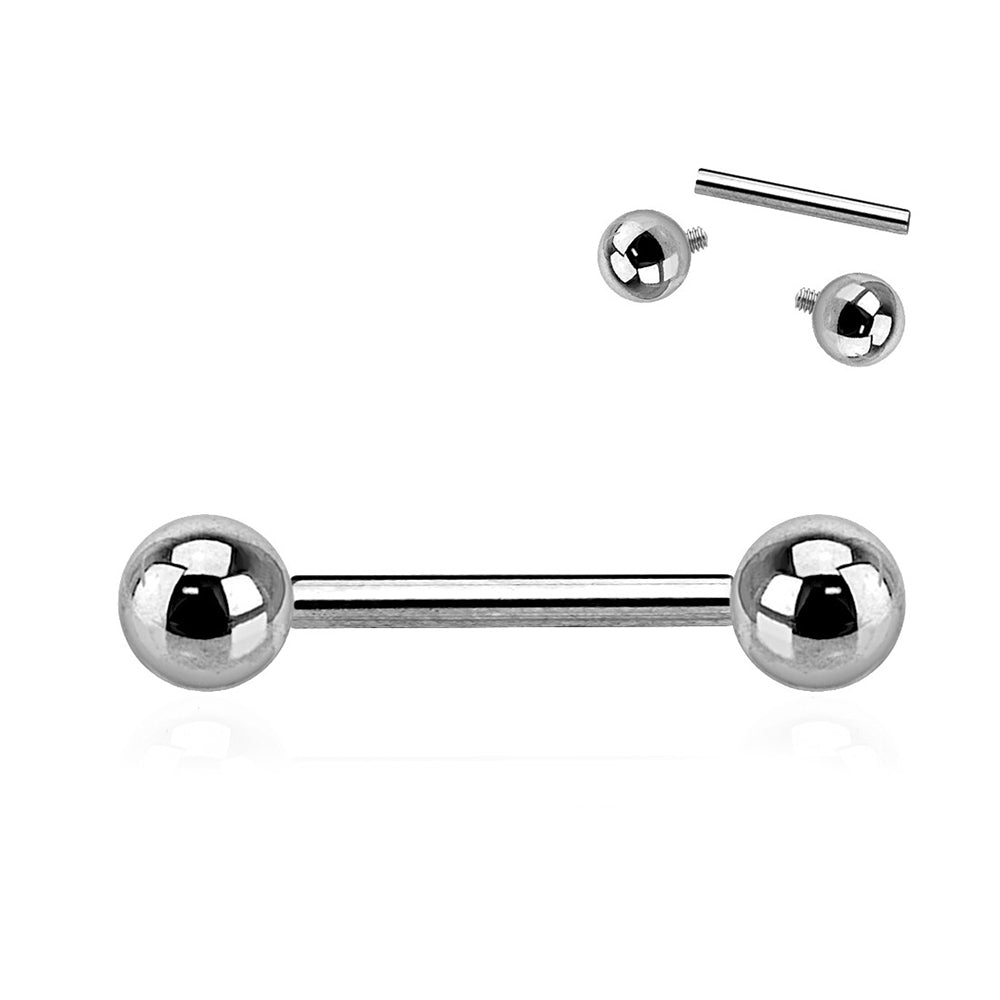 Titanium 16 Gauge Straight Barbell with 3mm or 4mm Ball - 3/8 Inch