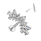 Titanium 18 Gauge Marquise CZ Set Flat Back Labret Stud