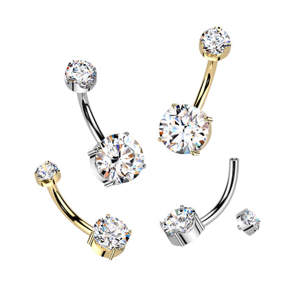 Titanium Belly Ring 14G 10mm with Gold Plated Moissanite - photo 3
