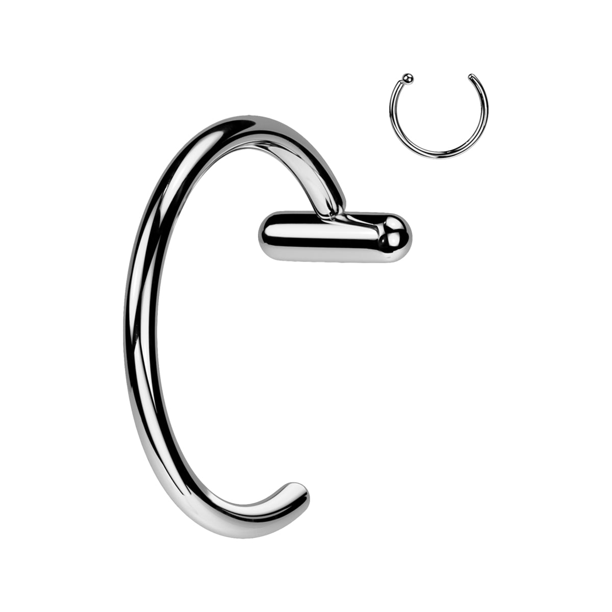 Titanium C-Shaped Open Nose Ring 18G & 20G 8mm - photo 6