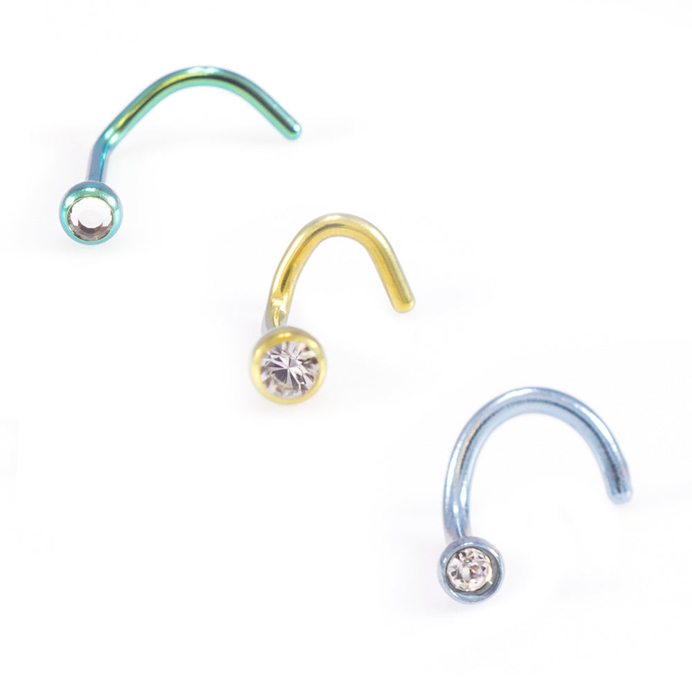 Titanium 18 Gauge Nose Screw with 3mm Round CZ